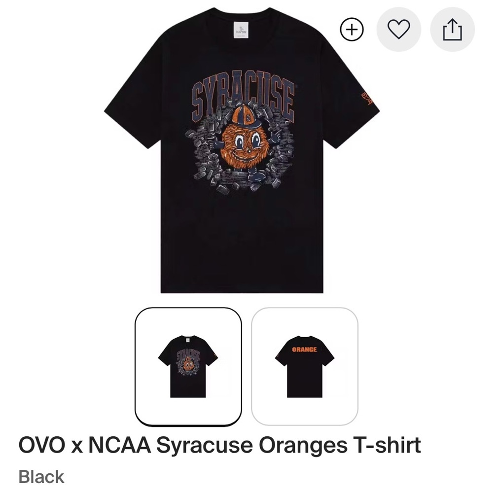 OVO Syracuse Orange Black T-shirt *NEW*